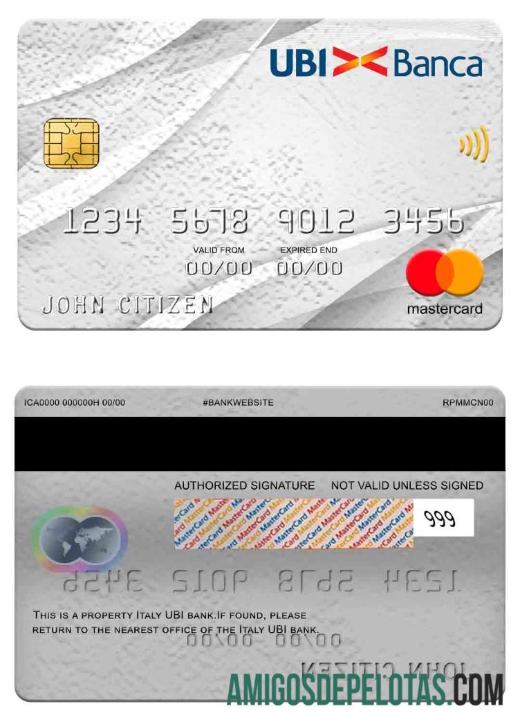 Itália UBI Bank Mastercard amostra